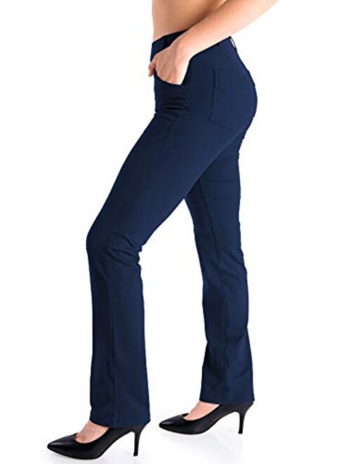 Yogipace,Belt Loops,Women's Petite/Regular/Tall Straight Leg Yoga Dress Pants