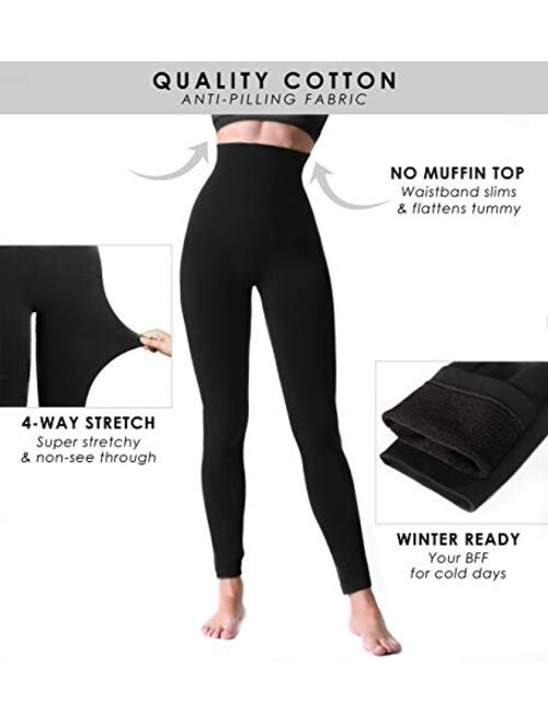 Women's High Waist Compression Top Leggings French Terry Lining