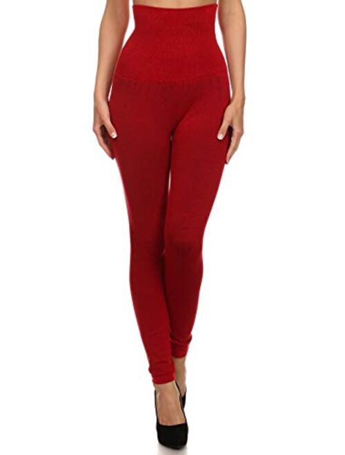 Women's High Waist Compression Top Leggings French Terry Lining