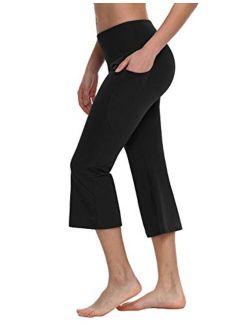 Yoga Workout Capris for Women Lounge Flare Pants Casual Work Bootcut with Side Pockets - 21"
