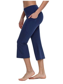 Yoga Workout Capris for Women Lounge Flare Pants Casual Work Bootcut with Side Pockets - 21"