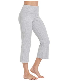 Yoga Workout Capris for Women Lounge Flare Pants Casual Work Bootcut with Side Pockets - 21"