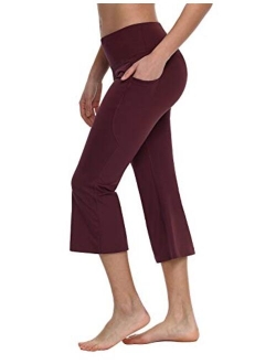 Yoga Workout Capris for Women Lounge Flare Pants Casual Work Bootcut with Side Pockets - 21"