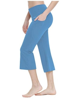 Yoga Workout Capris for Women Lounge Flare Pants Casual Work Bootcut with Side Pockets - 21"