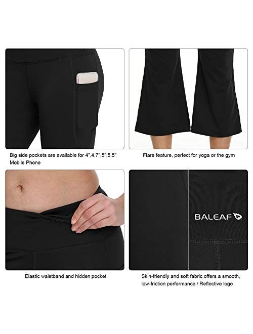 BALEAF Yoga Workout Capris for Women Lounge Flare Pants Casual Work Bootcut with Side Pockets - 21"