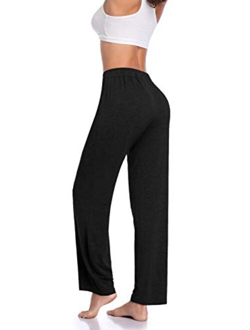 Women's Yoga Pants Long Modal Comfy Drawstring Trousers Loose Straight-Leg for Yoga Running Sporting with Pockets