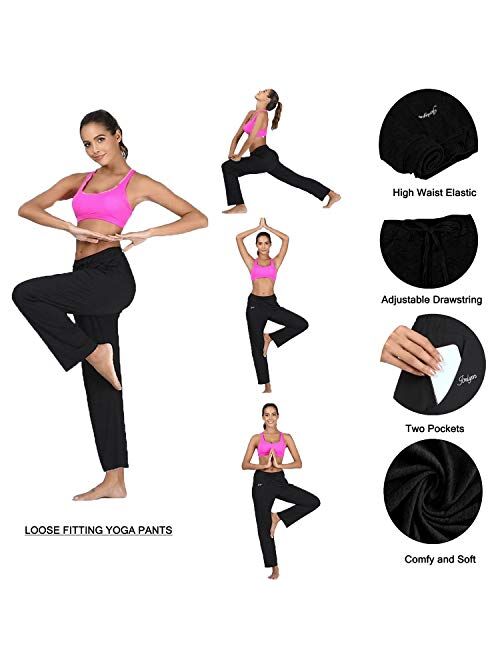 Women's Yoga Pants Long Modal Comfy Drawstring Trousers Loose Straight-Leg for Yoga Running Sporting with Pockets