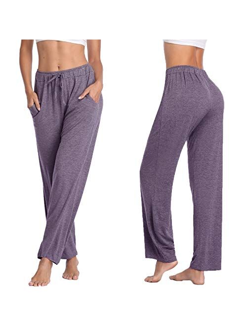 Women's Yoga Pants Long Modal Comfy Drawstring Trousers Loose Straight-Leg for Yoga Running Sporting with Pockets