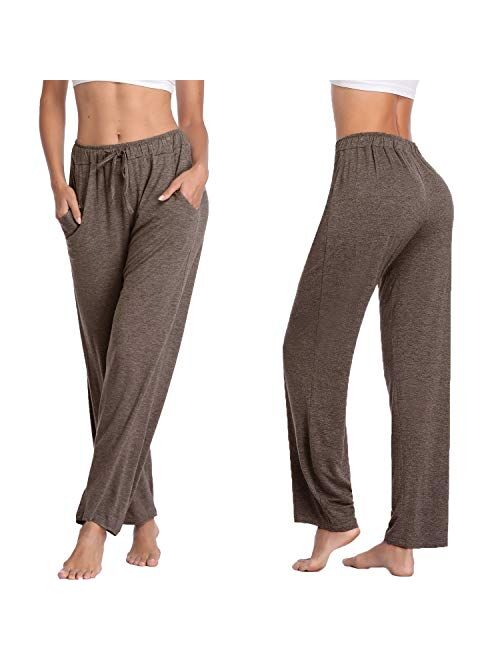 Women's Yoga Pants Long Modal Comfy Drawstring Trousers Loose Straight-Leg for Yoga Running Sporting with Pockets