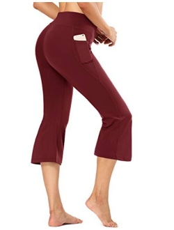 FIRST WAY Buttery Soft Women's Bootcut Yoga Pants Capris with 3 Pockets Lounge Floral Printing