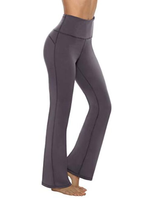 AFITNE Women's Bootcut Yoga Pants with Pockets, High Waist Workout Bootleg Yoga Pants Tummy Control 4 Way Stretch Pants