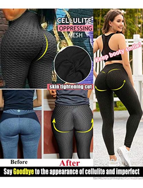 Buy Jenbou High Waist Tummy Control Yoga Pants Ruched Butt Lifting Workout  Leggings for Women Stretchy Booty Tights online