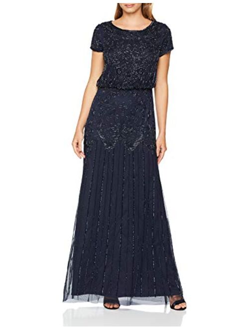 Adrianna Papell Women's Short Sleeve Beaded Gown