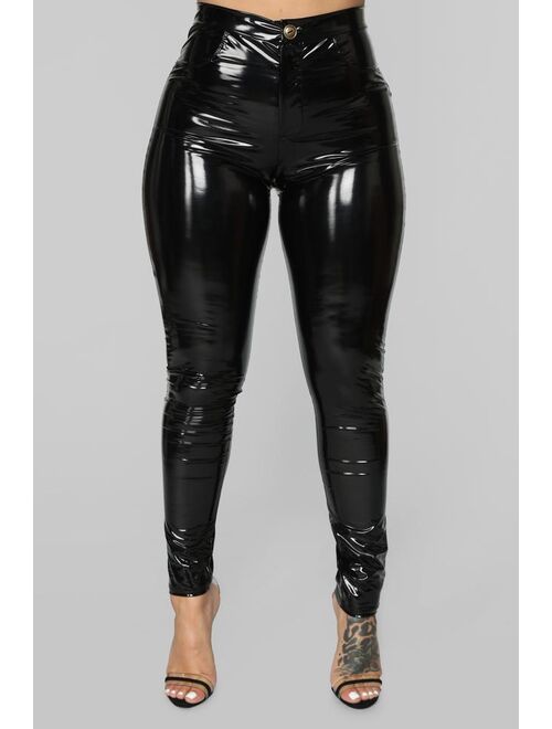 Buy Late Night Texts Vinyl Pants Black online Topofstyle