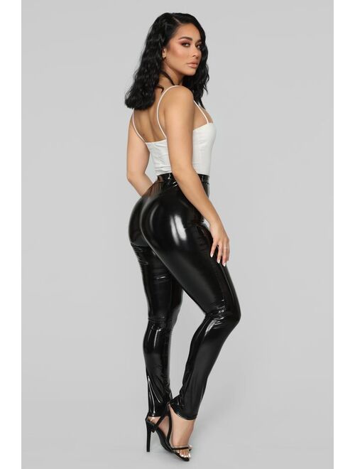 Late Night Texts Vinyl Pants - Black