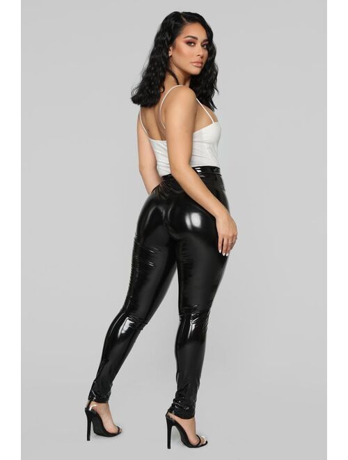 Late Night Texts Vinyl Pants - Black