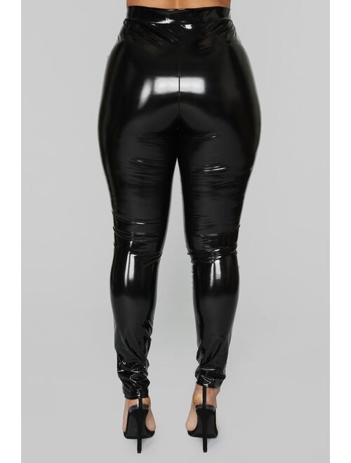 Late Night Texts Vinyl Pants - Black