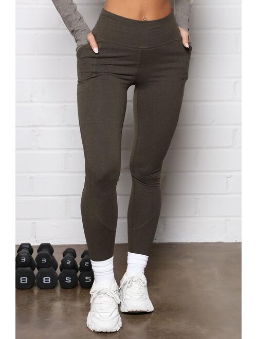 Jump To It Too Active Legging In Power Flex - Heather Olive