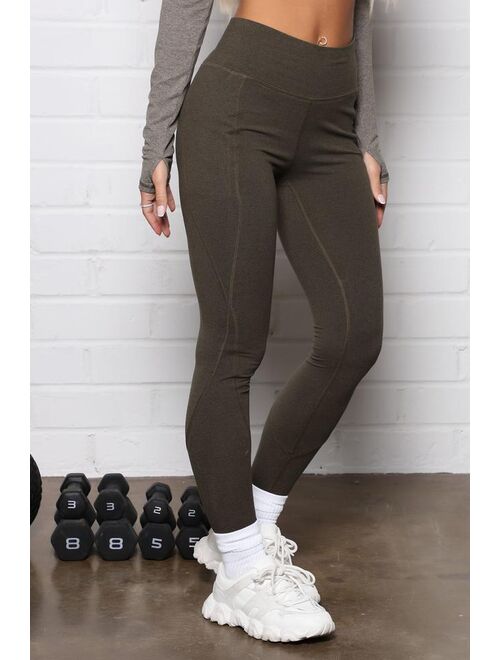 Jump To It Too Active Legging In Power Flex - Heather Olive