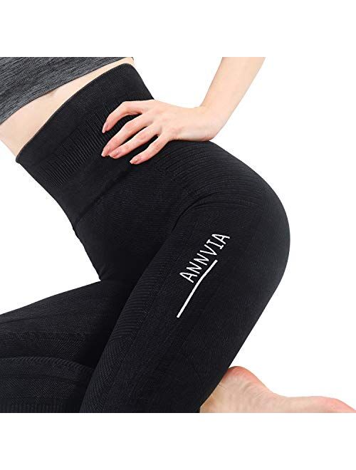 Annvia High Waist Compression Leggings with Tummy Control, Yoga Pants Perfect for Workout and Everyday