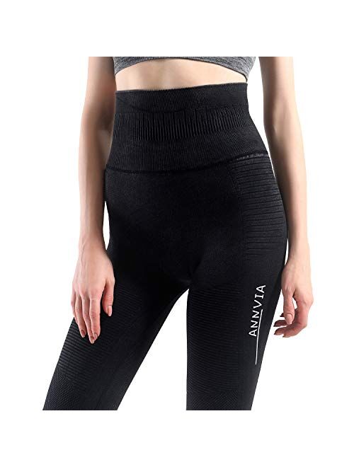 Annvia High Waist Compression Leggings with Tummy Control, Yoga Pants Perfect for Workout and Everyday