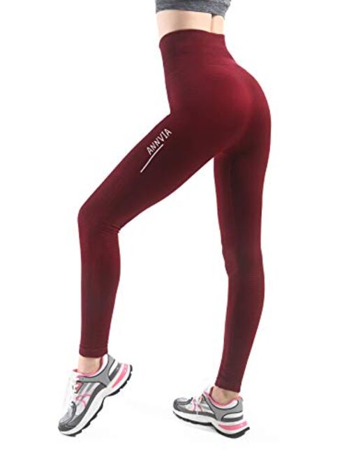 Annvia High Waist Compression Leggings with Tummy Control, Yoga Pants Perfect for Workout and Everyday