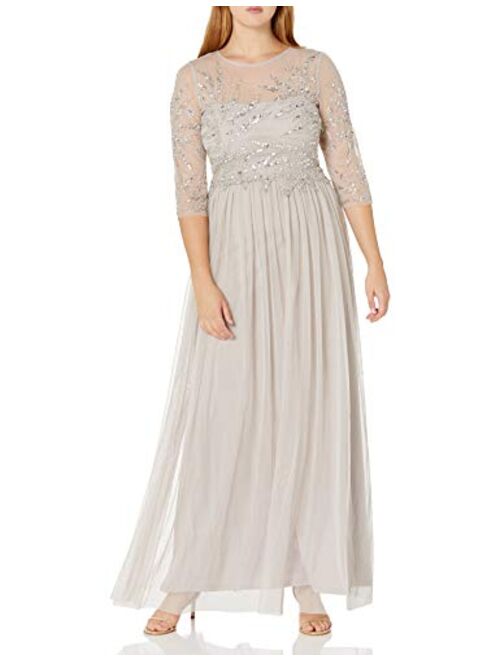 Adrianna Papell Women's Long Beaded Dress Gown