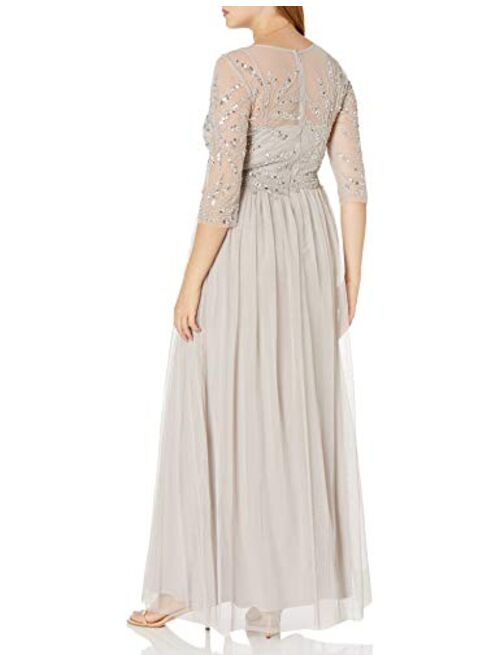 Adrianna Papell Women's Long Beaded Dress Gown