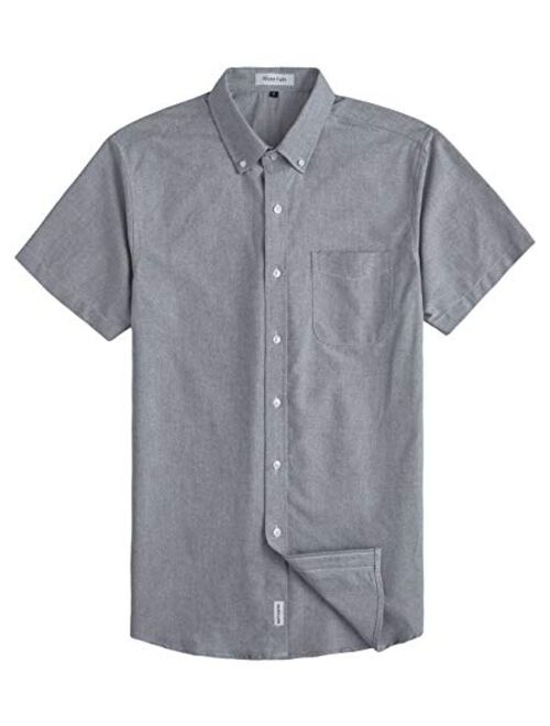 MUSE FATH Men's Casual Oxford Short Sleeve Regular Fit Chest Pocket Dress Shirt