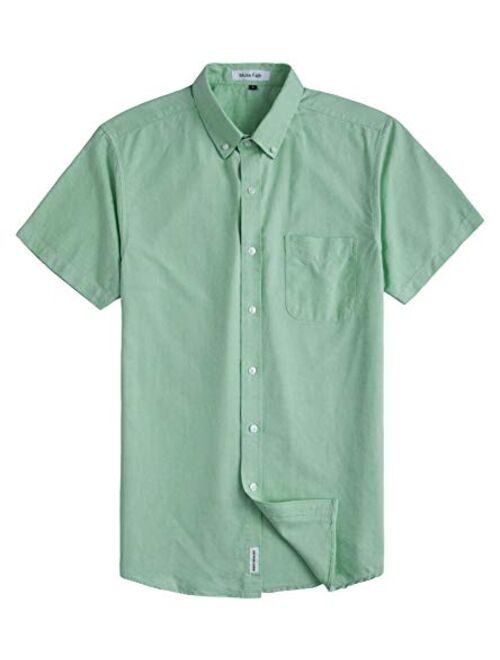 MUSE FATH Men's Casual Oxford Short Sleeve Regular Fit Chest Pocket Dress Shirt