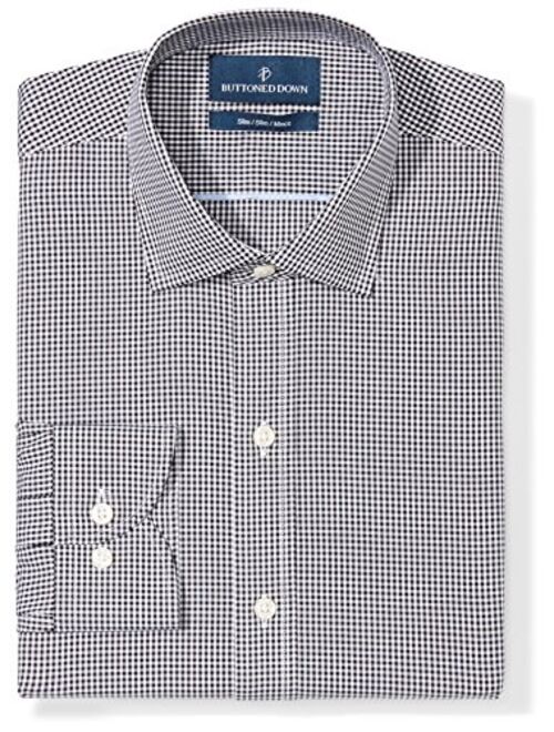 Amazon Brand - Buttoned Down Men's Slim Fit Spread Collar Pattern Dress Shirt