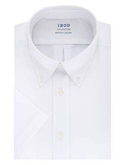 Men's Short Sleeve Dress Shirt Regular Fit Stretch Cool FX Cooling Collar Solid