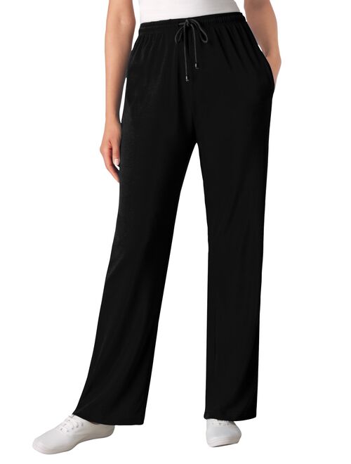 Woman Within Women's Plus Size Sport Knit Straight Leg Pant Pant