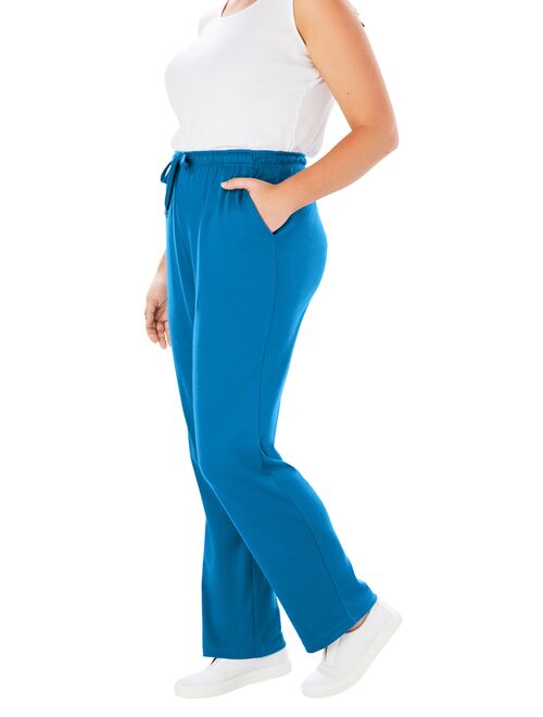 Woman Within Women's Plus Size Sport Knit Straight Leg Pant Pant