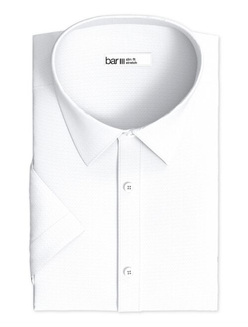 Bar III Men's Slim-Fit Performance Stretch Textured Geo Dress Shirt, Created for Macy's