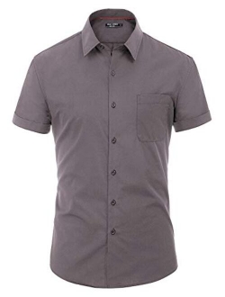 Paul Jones Mens Casual Dress Shirts Button Down Short Sleeve Business Shirt