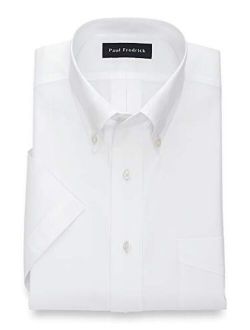 Paul Fredrick Men's Slim Fit Pure Cotton Solid Short Sleeve Dress Shirt