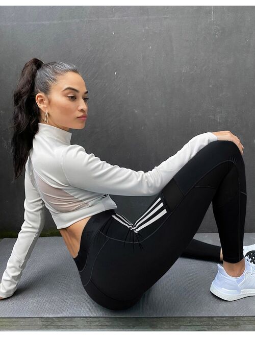 adidas Training 3 stripe leggings in black