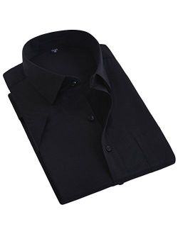 X&F Men's Lapel Short Sleeve Slim Fit Dress Shirt Office Business Shirts