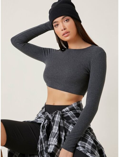 Shein Solid Fitted Crop Top