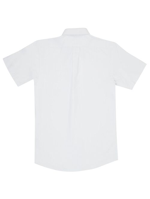 Paul Bernado Boy's 2203 Slim Fit Short Sleeve Pique Design Dress Shirt - White - 8