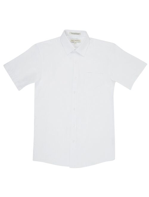 Paul Bernado Boy's 2203 Slim Fit Short Sleeve Pique Design Dress Shirt - White - 8