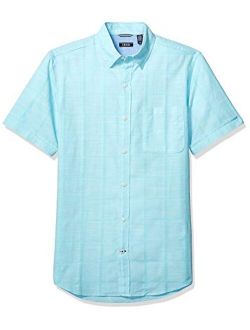 Men's Saltwater Short Sleeve Windowpane Button Down Shirt