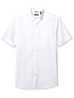 Men's Saltwater Short Sleeve Windowpane Button Down Shirt