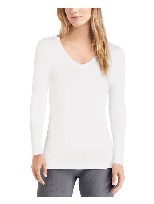 Cuddl Duds Softwear with Stretch Long Sleeve V-Neck Top for Women