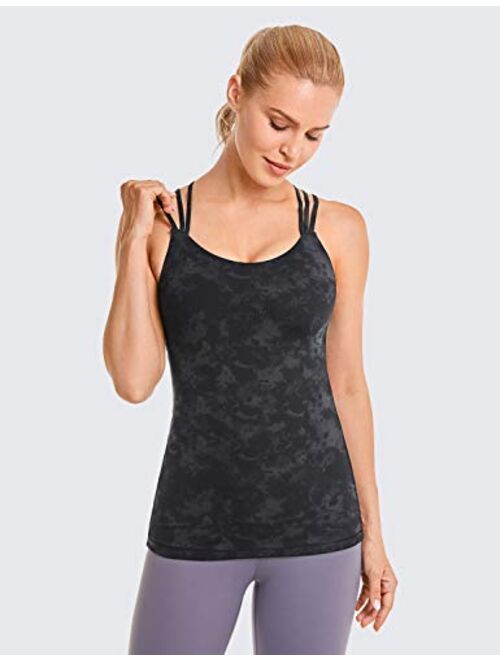Buy CRZ YOGA Women's Strappy Back Yoga Tank Tops Built in Shelf Bra Sports  Camisole Long Workout Shirts Activewear online