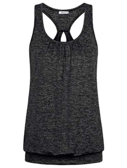 Helloacc Womens Scoop Neck Sleeveless Loose Fit Sport Racerback Workout Tank Top