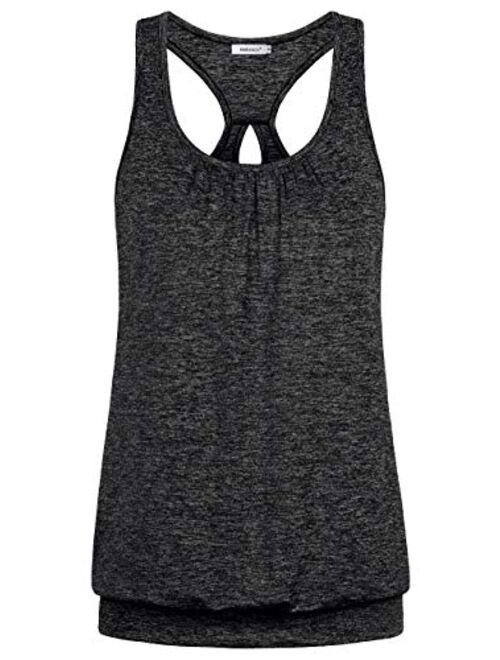 Helloacc Womens Scoop Neck Sleeveless Loose Fit Sport Racerback Workout Tank Top