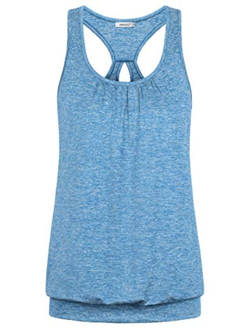 Helloacc Womens Scoop Neck Sleeveless Loose Fit Sport Racerback Workout Tank Top