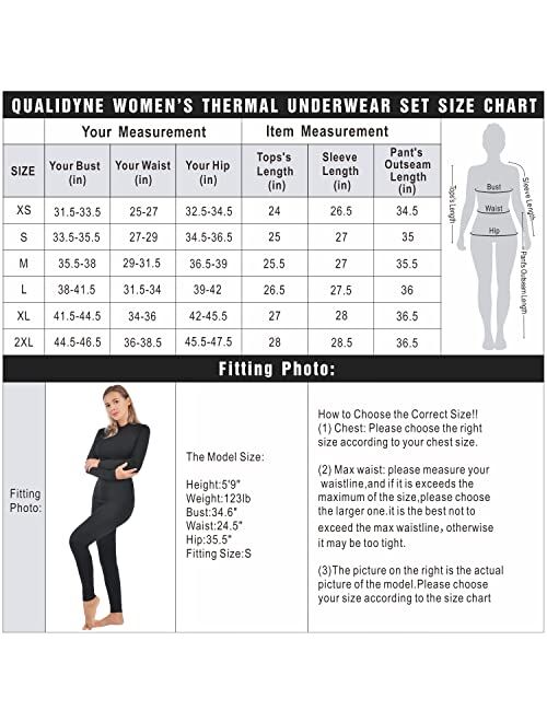 Buy qualidyne Womens Thermal Underwear Ultra-Soft Fleece Base Layer Long  Johns Set Winter Sports Top and Bottom Suits online